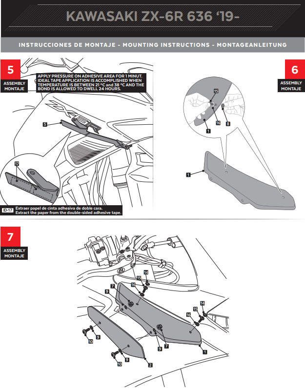 Puig Winglets Spojler Downforce Kawasaki ZX-6R 636 (18-23) 3176 