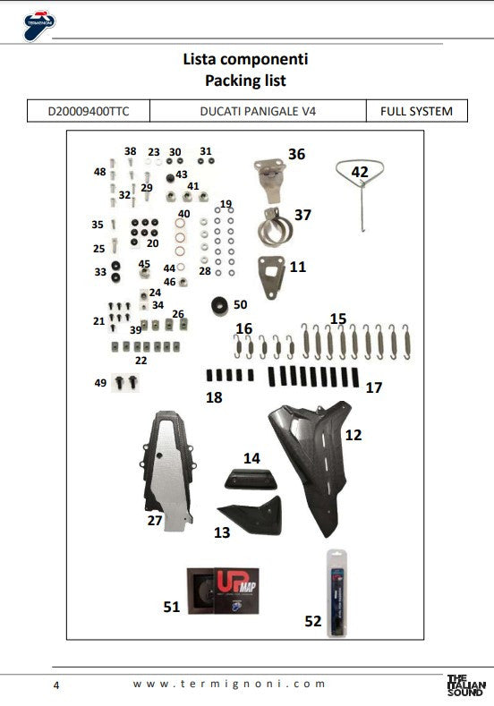 Termignoni kompletna ispušna sustav Titanium D200 RHT Ducati Panigale V4/S (18-24) D20009400TTC 