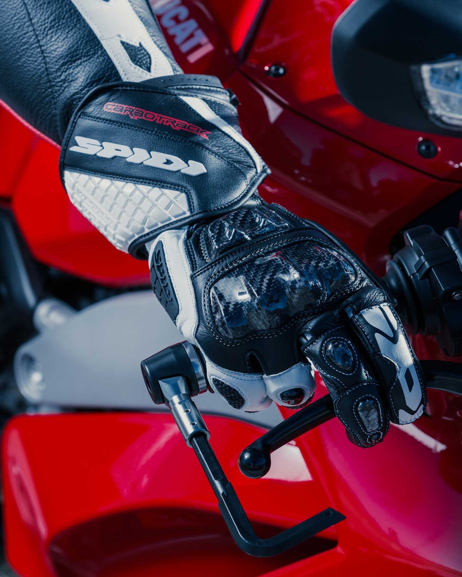 Spidi Carbo Track Evo Racing moto kožne rukavice | Muške | Crna/Bijela | A203011 