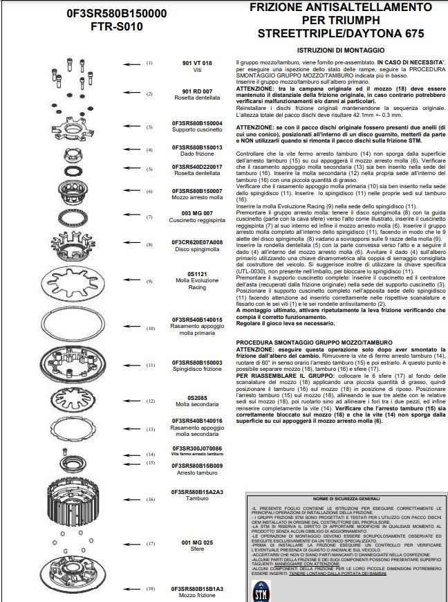 STM anti-hopping spojka Triumph Daytona 675 (06-12) FTR-S010 
