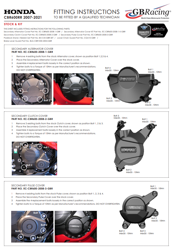 Zaštitna navlaka za spojku GBRacing Honda CBR 600 RR (07-21) 