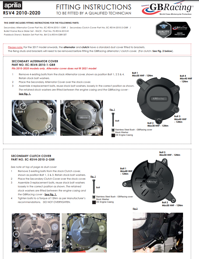 Zaštitna kapica za alternator GBRacing za Aprilia RSV4/1100 Factory/R/RR/RF (09-20) 
