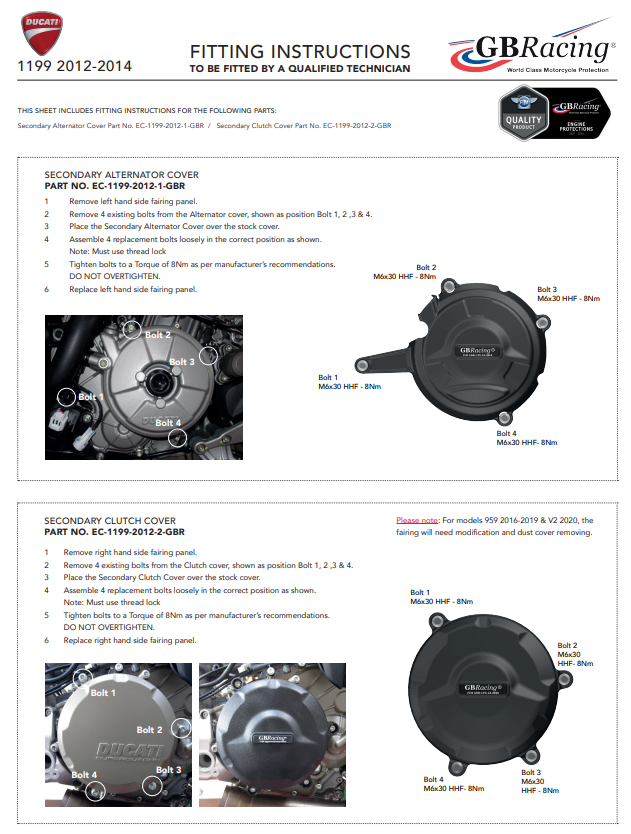 Zaštitna obloga za spojku GBRacing Ducati Panigale 1199/R/S (12-17) 