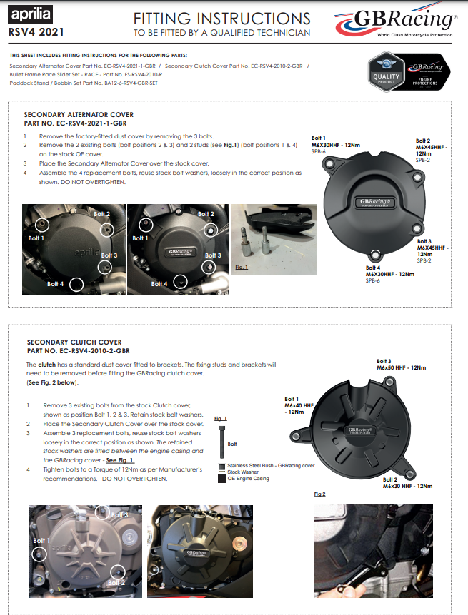 Kompletna set zaštita motora GBRacing za Aprilia RSV4/RR/1100 Factory (21-24) 