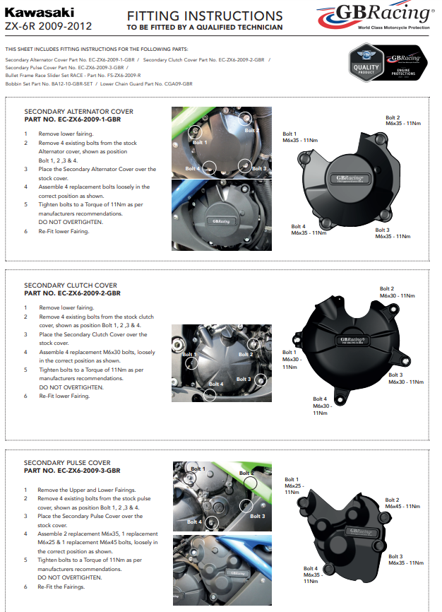 Kompletna zaštita motora GBRacing za Kawasaki ZX-6R/636/RR (09-12) 