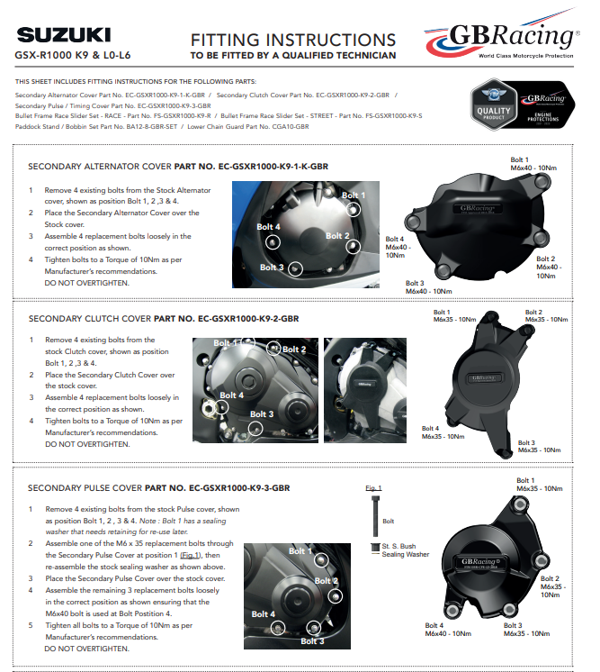 Zaštitna kapa za alternator GBRacing Suzuki GSX-R 1000 (09-16) 
