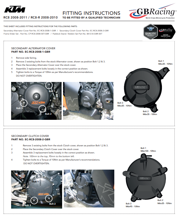Zaštitna obloga za spojku GBRacing KTM RC8/R 1190 (08-16) 