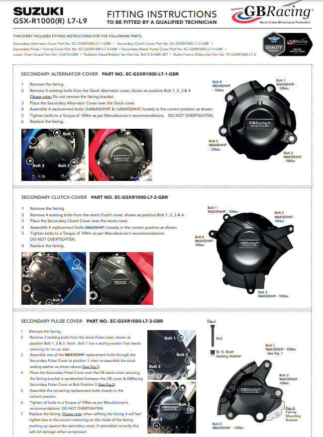 Zaštitna obloga spojke GBRacing za Suzuki GSX-R 1000 (17-23) 