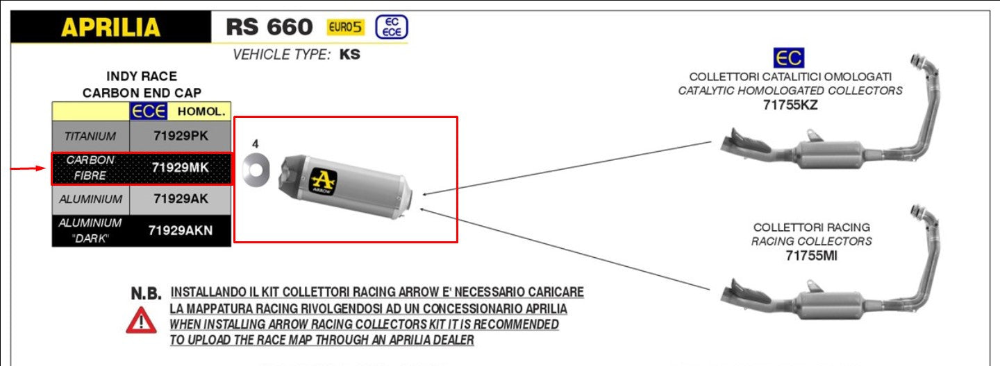 Arrow Slip-On Indy Race Carbon Aprilia RS 660 (20-24) 71929MK 